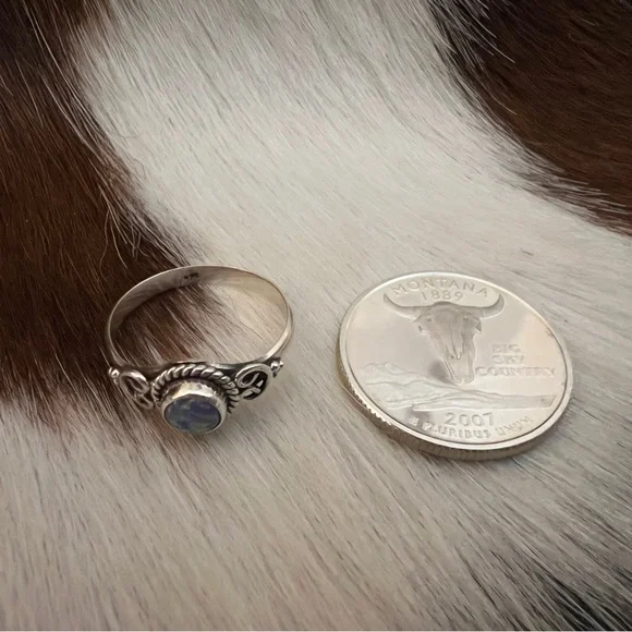 ❤️ Gorgeous Opal Navajo Style Western Artisan Sterling Silver Ring Size 6.75 - Picture 9 of 13